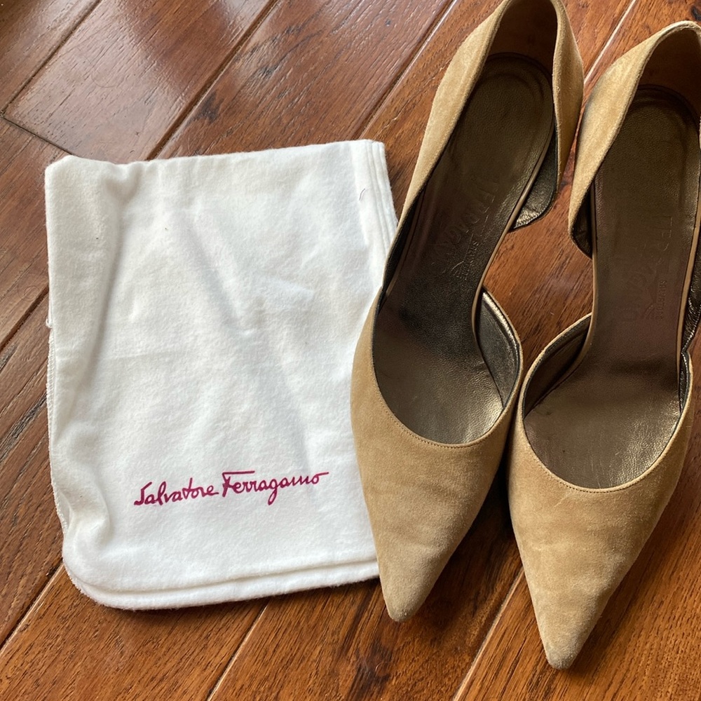 Salvatore Ferragamo Women's Tan Suede Heels